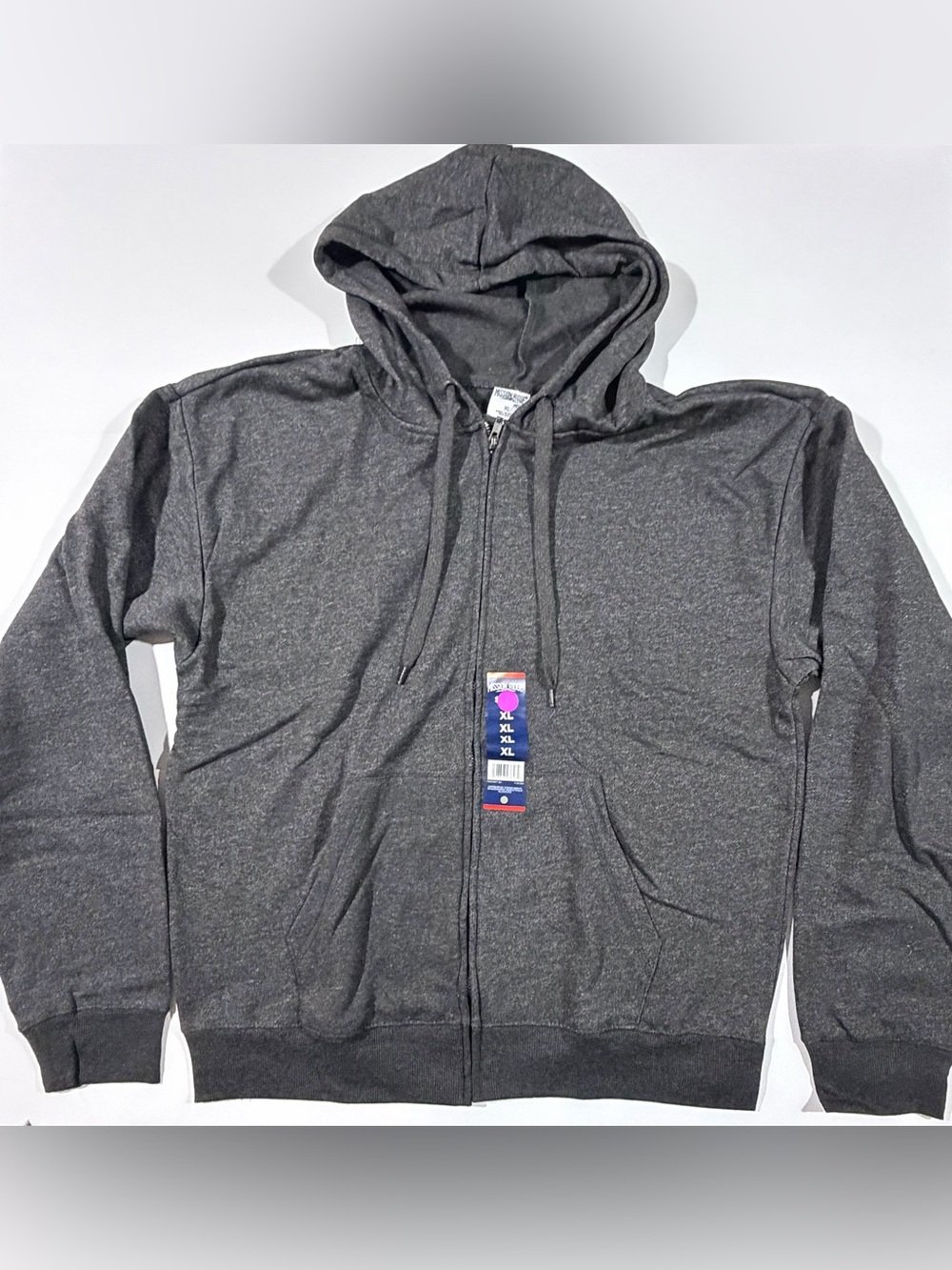 Men's Charcoal Full-Zip Hooded Sweatshirt - Unbranded